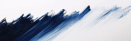 Deep blue brush strokes blend seamlessly against a white backdrop, showcasing a striking minimalist art concept that evokes calm and creativity in the viewer.の素材