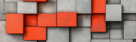 Intricate arrangement of coral and gray grids blends elegance with contemporary artistry, showcasing a unique aesthetic perfect for interior design inspiration.の素材