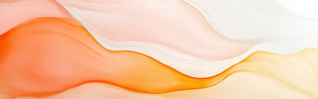 Soft arcs of pastel amber and coral seamlessly blend against a light background, creating an abstract composition that exudes warmth and serenity. The gentle curves invite calm reflection.の素材