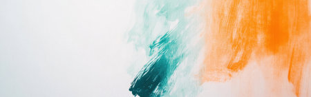 Soft, muted strokes of amber and mint blend harmoniously on a white surface, capturing the essence of minimalist artistry and evoking a sense of calm and tranquility.の素材