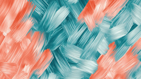 Bold coral and teal pencil strokes intertwine in a dynamic and textured background. The artistic arrangement adds depth and visual interest, perfect for creative projects.の素材