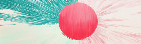 This artwork showcases minimalist pencil strokes creating Japan's national flag. The background features a blend of soft colors radiating from the iconic red circle, representing unity.の素材