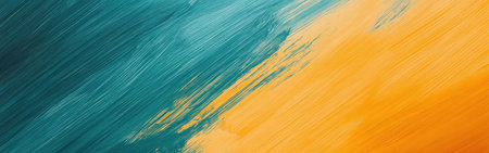 Soft pencil strokes form a dynamic background featuring rich teal and warm orange hues. This artwork evokes emotion through its harmonious color combinations and texture.の素材