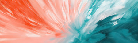 Vibrant pencil strokes in varying shades of orange and teal create a sense of movement and energy, showcasing an abstract composition that captivates the viewer's attention and imagination.の素材