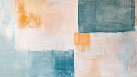 Artwork showcases a blend of pastel blue tones with abstract pencil strokes forming squares. The design highlights artistic texture and subtle color interactions typical in contemporary art.の素材