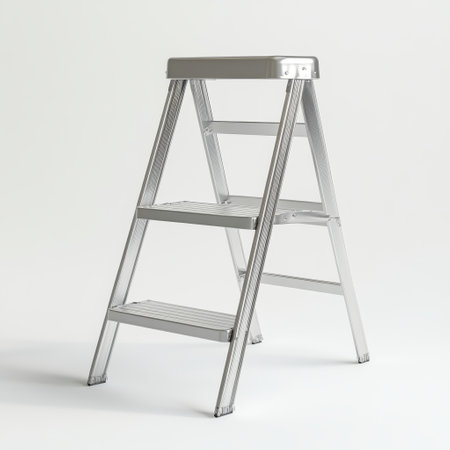 This step ladder features a durable metal frame designed for safety and stability during use. Perfect for reaching high areas in homes, garages, or workshops.の素材