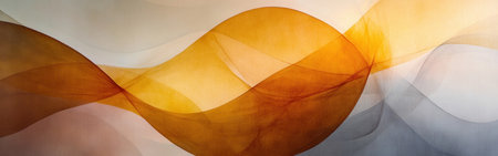 Soft, flowing shapes in amber and gray blend seamlessly, creating a serene and abstract composition that evokes a sense of calm and fluidity. The blurred forms suggest movement and depth.の素材