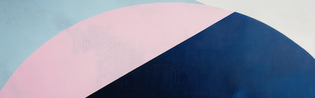 Cool colors create an engaging minimalist design with overlapping shapes and smooth curves. The soft pink, blue, and navy tones blend harmoniously in this geometric artwork.の素材