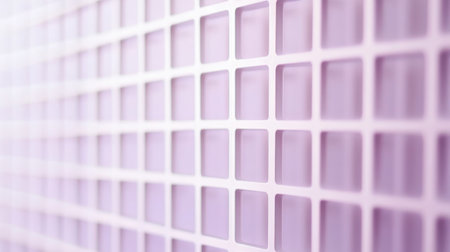 A close-up view reveals a stylish arrangement of pastel gray and lavender grids, contributing to a tranquil atmosphere in a modern setting, ideal for various design inspirations.の素材