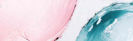 Soft pink and teal hues intertwine in a minimalist design, showing delicate pencil strokes and washed textures. The artwork embodies calmness and creativity, inviting serenity in any space.の素材