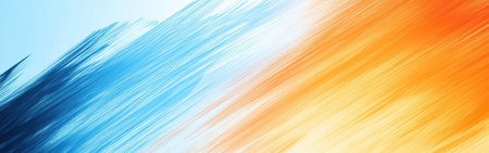 Bold pencil strokes form a striking gradient of blue and orange, blending seamlessly to create an abstract effect full of energy and movement.の素材