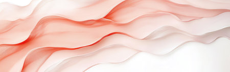 Delicate waves in soft shades of white and pale pink flow gracefully across a clean white background, creating a serene and calming atmosphere perfect for modern design aesthetics.の素材
