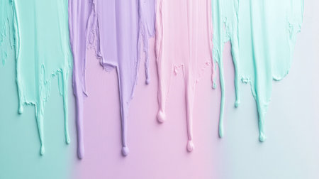 Soft pastel colors cascade down a textured surface, blending harmoniously to create a calm atmosphere. The minimalist design emphasizes the beauty of simplicity in art.の素材
