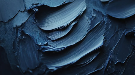 Deep navy blue background features expressive brush strokes that create a captivating texture and visual interest, highlighting the beauty of artistic expression.の素材