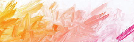 The artwork features an interplay of warm colors and soft strokes, creating an abstract composition that captures movement and emotion. Vibrant yellows, oranges, and pinks blend harmoniously.の素材