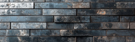 Deep charcoal gray bricks form a textured wall, showcasing variations in surface finish and hints of metallic sheen. This striking backdrop enhances any modern space.の素材