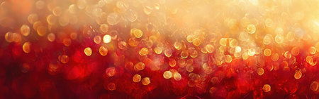 Striking bokeh effect showcases vivid crimson hues intermixed with soft golden glimmers, evoking warmth and vibrancy. Perfect for artistic and festive settings at any time of year.の素材
