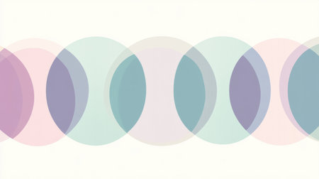 Soft lavender and teal shapes are arranged symmetrically, creating a calming and minimalist visual effect. Their gently fading edges enhance the overall soothing atmosphere.の素材