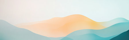 Gradients of pastel blue and amber weave together seamlessly, creating a tranquil background that invites relaxation and contemplation. Clean white spaces enhance its openness.の素材