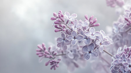 This artwork features a serene pastel lilac background adorned with textured flowers. The gentle highlights create a peaceful and dreamy vibe, perfect for relaxation.の素材