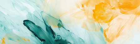 Soft overlapping pencil strokes form an abstract design, featuring soothing shades of teal and warm yellows that evoke a serene and artistic atmosphere.の素材