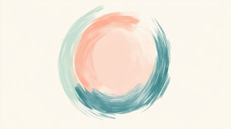 Delicate pencil strokes form a serene circular design with soft pastel hues. The artwork emphasizes simplicity and tranquility, creating a peaceful visual experience.の素材