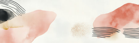 Soft strokes of pastel beige and coral create a harmonious and minimalist design. This artwork offers a tranquil ambiance, perfect for modern interiors or creative spaces.の素材
