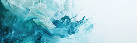 Soft pastel strokes blend effortlessly with vibrant paint drips, forming an abstract artwork that evokes tranquility. The harmony of mint and blue tones invites contemplation and creativity.の素材