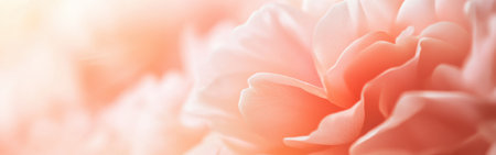 Delicate petals are softly blurred against a warm backdrop of pastel peach and cream, creating a tranquil atmosphere filled with gentle light and beauty in nature.の素材