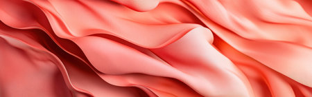 Soft coral-toned fabric flows gracefully, forming an abstract design that emphasizes asymmetry and a serene atmosphere. The gentle undulations create a calming visual effect.の素材