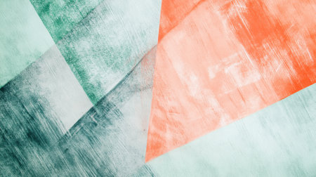 The composition features abstract pencil strokes in mint and coral tones, seamlessly blending to create a visually striking balance of colors that captivates the viewer's eye.の素材