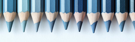 A series of soft pencil strokes in pastel gray and blue creates a gradient with frayed borders. The artwork embodies a minimalist style, showing a balanced composition of color and texture.の素材