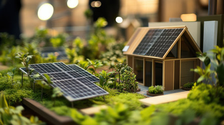 Families and individuals explore various booths at an Earth Day fair focused on eco-friendly products, renewable energy options, and sustainable practices for a better future.の素材