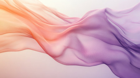 Delicate coral and lavender fabric drapes softly, merging into a clean white backdrop, creating a serene and tranquil atmosphere that invites admiration.の素材