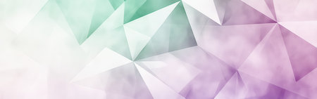 Soft lavender and mint geometric shapes intertwine to form a calming visual display.の素材