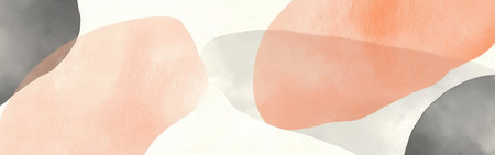 A modern composition featuring soft peach and gray edges that blend seamlessly into a white background, creating a soothing and stylish visual experience perfect for contemporary spaces.の素材