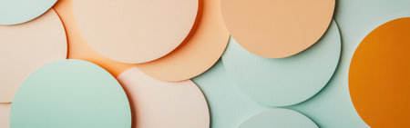 Soft pastel amber and mint arcs are arranged harmoniously against a muted backdrop, offering a calming aesthetic ideal for decoration or design inspiration.の素材
