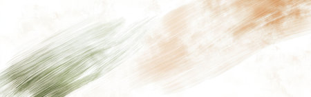 This artwork showcases soft brush strokes in muted hues of green and orange against a delicate white background. The gentle blending creates a calming and serene atmosphere.の素材