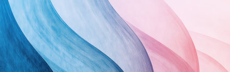 Curved pencil strokes flow harmoniously across the canvas, showing a gradient effect that transitions from soft blue to gentle pink, creating an abstract expression of movement.の素材