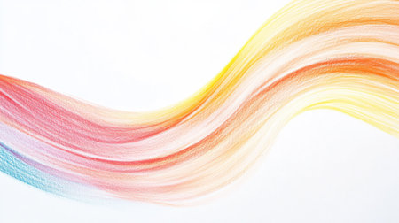 Delicate pencil strokes in gradient shades of coral gracefully flow across a light background, evoking a sense of calm and creativity in this artistic expression.の素材