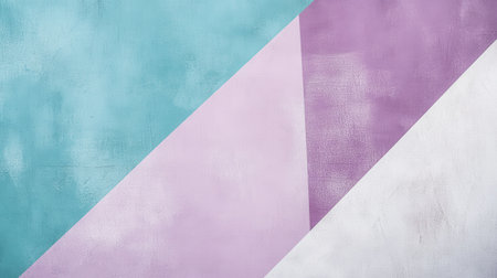 This artwork features large triangles in soft pastel lavender and teal shades, adding a tranquil and stylish touch to any room. The design evokes a sense of calm and serenity.の素材