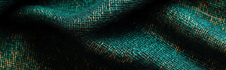 This luxurious burlap texture in deep emerald captures a rich fabric with intricate weave details. Perfect for a variety of design projects requiring elegance and depth.の素材