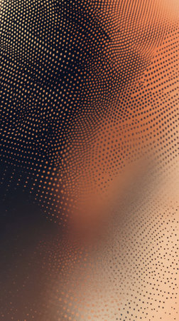 Sleek halftone gradient showcases a rich blend of copper tones flowing seamlessly into a soft, neutral backdrop. This artistic design emphasizes smooth transitions and elegant texture.の素材