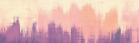 Soft hues of lavender and peach create a calming gradient, characterized by elegant pencil strokes and jagged edges that enhance its artistic appeal, perfect for tranquil settings.の素材
