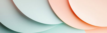 Soft pastel mint and peach arcs overlap, creating a serene visual composition. This design radiates a calming atmosphere perfect for artistic inspiration and relaxation.の素材