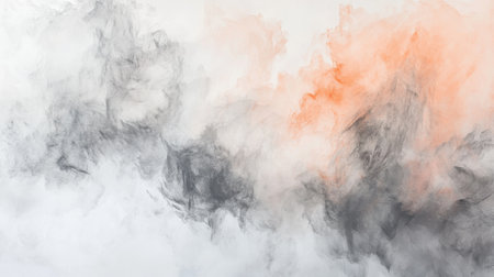 Delicate pencil strokes in shades of peach and gray blend seamlessly, forming a misty and ethereal backdrop that evokes a sense of calm and creativity. The artwork invites contemplation.の素材