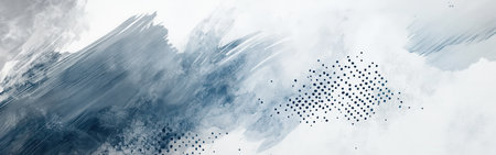 Delicate pencil strokes merge to form a muted blue gradient, with contrasting dotted textures flowing within the design.の素材