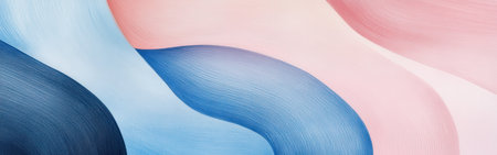 A graceful blend of blue and peach hues forms a flowing gradient. Soft pencil strokes enhance the subtle curves, creating an elegant abstract design that evokes tranquility and calmness.の素材
