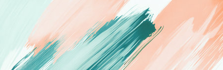 Abstract composition showcases minimalist pencil strokes in pastel colors, blending soft mint green, peach, and white hues, suggests tranquility and creativity in art.の素材