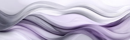 Soft waves in muted gray and lavender blend harmoniously, creating a textured backdrop. The elegant pencil strokes evoke a tranquil and balanced atmosphere, perfect for serene settings.の素材